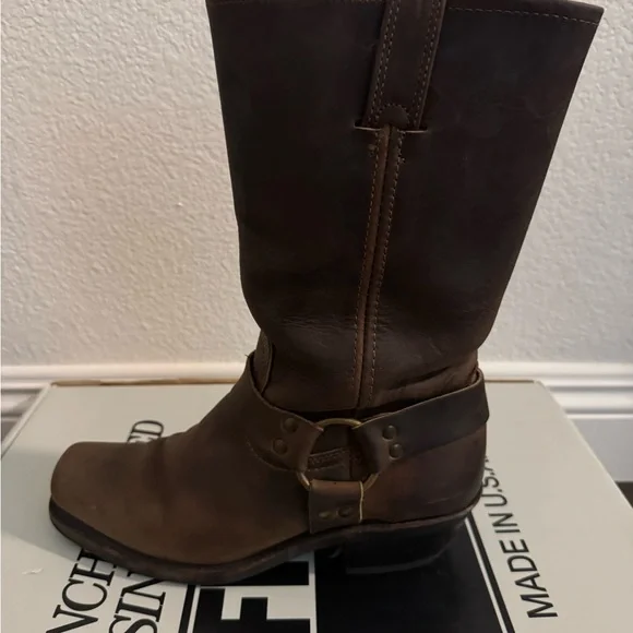 Tan Frye Harness Leather Boots - Picture 4 of 14